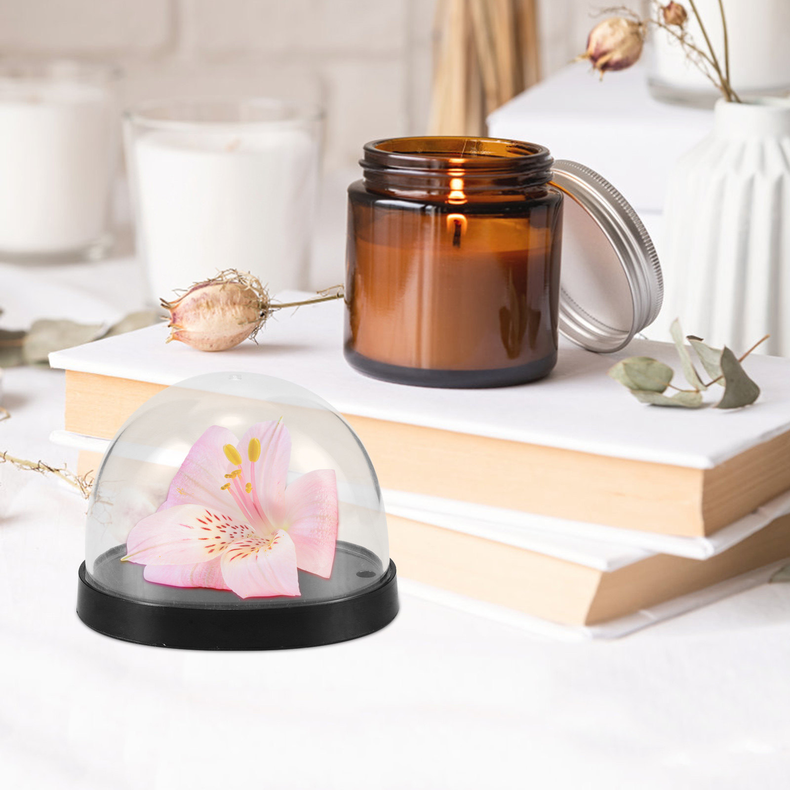 5Sets Glass Cloche Dome High T - Plastic Dome Clear ulasan dan harga