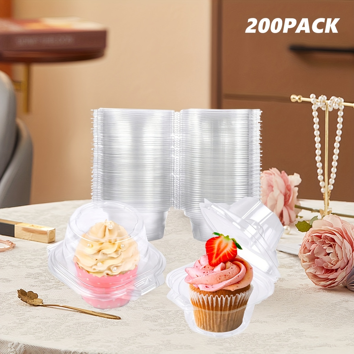 200-Piece Stackable Cupcake Co - Plastic Dome Clear ulasan dan harga